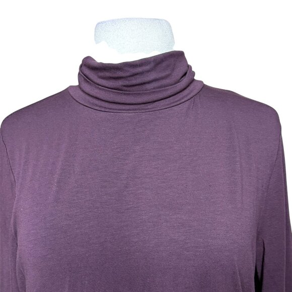 Eileen Fisher Turtleneck Solid Dark Purple Size Medium Tencel - Picture 2 of 6